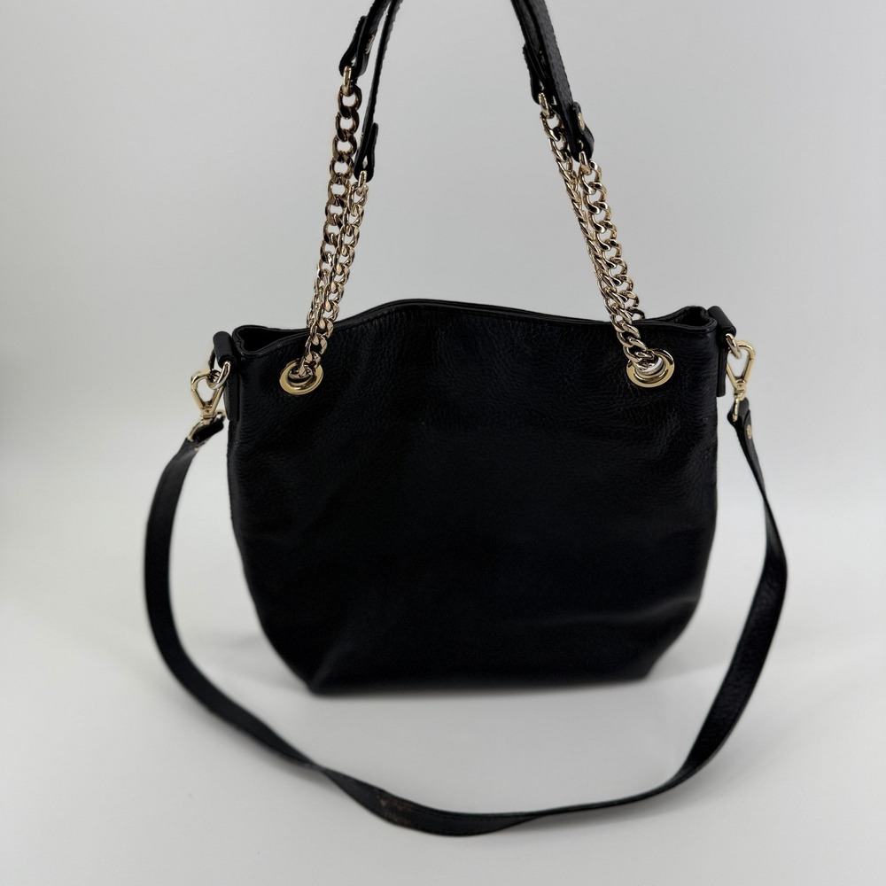 Michael Kors Black Pebbled Leather Chain Shoulder Tote Bag Crossbody Strap - Picture 1 of 16